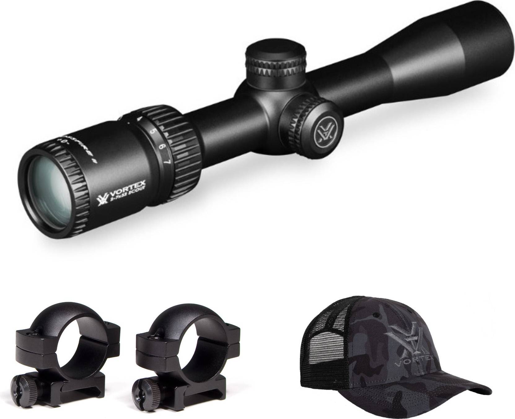 Vortex Optics Crossfire II Scout Scope Riflescope Rings Hat