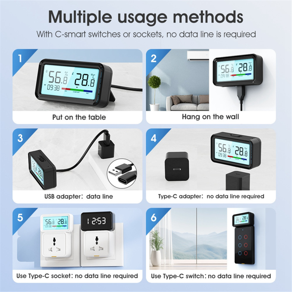 Saudism Tuya Smart WiFi Temperature Humidity Sensor