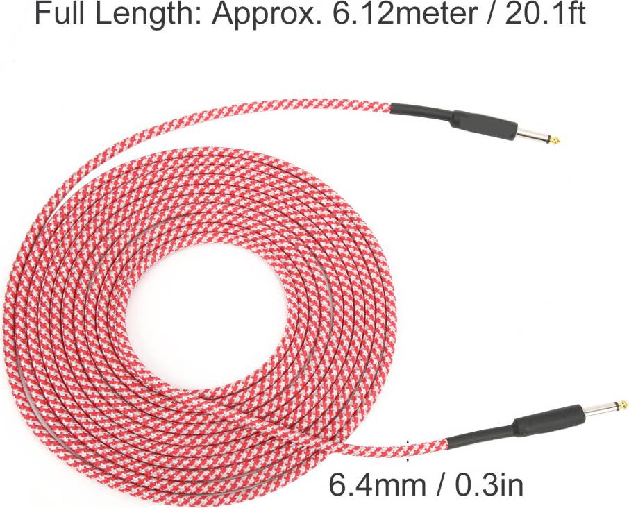 Braided Instrument Cable Nickel Plug 6m