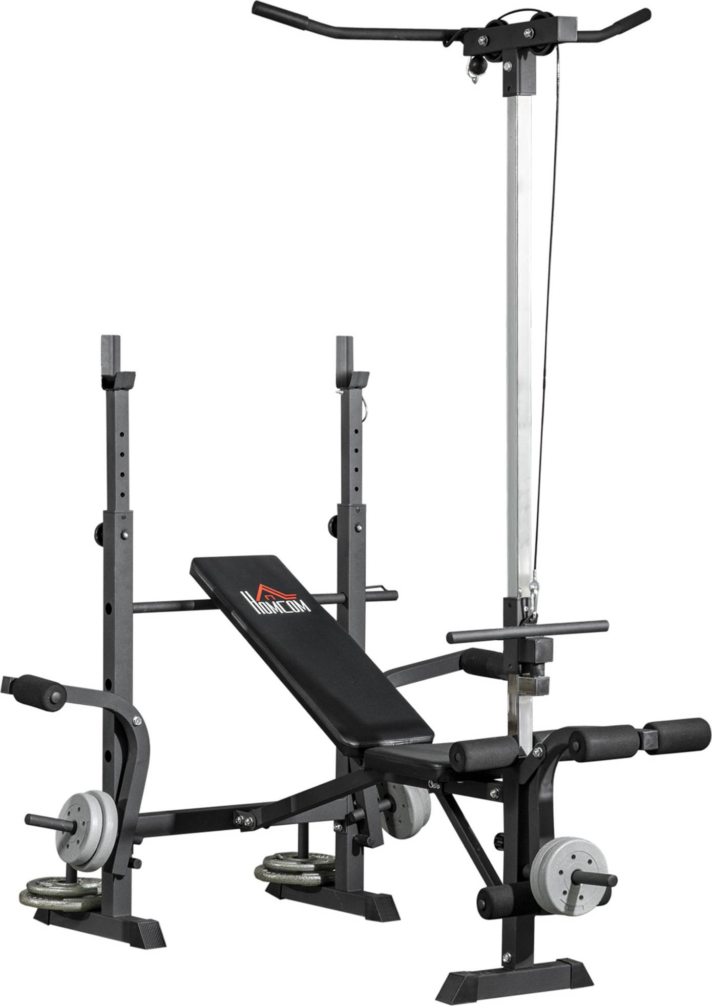 Weight bench Homcom Adjustable Weight Bench Pulley System