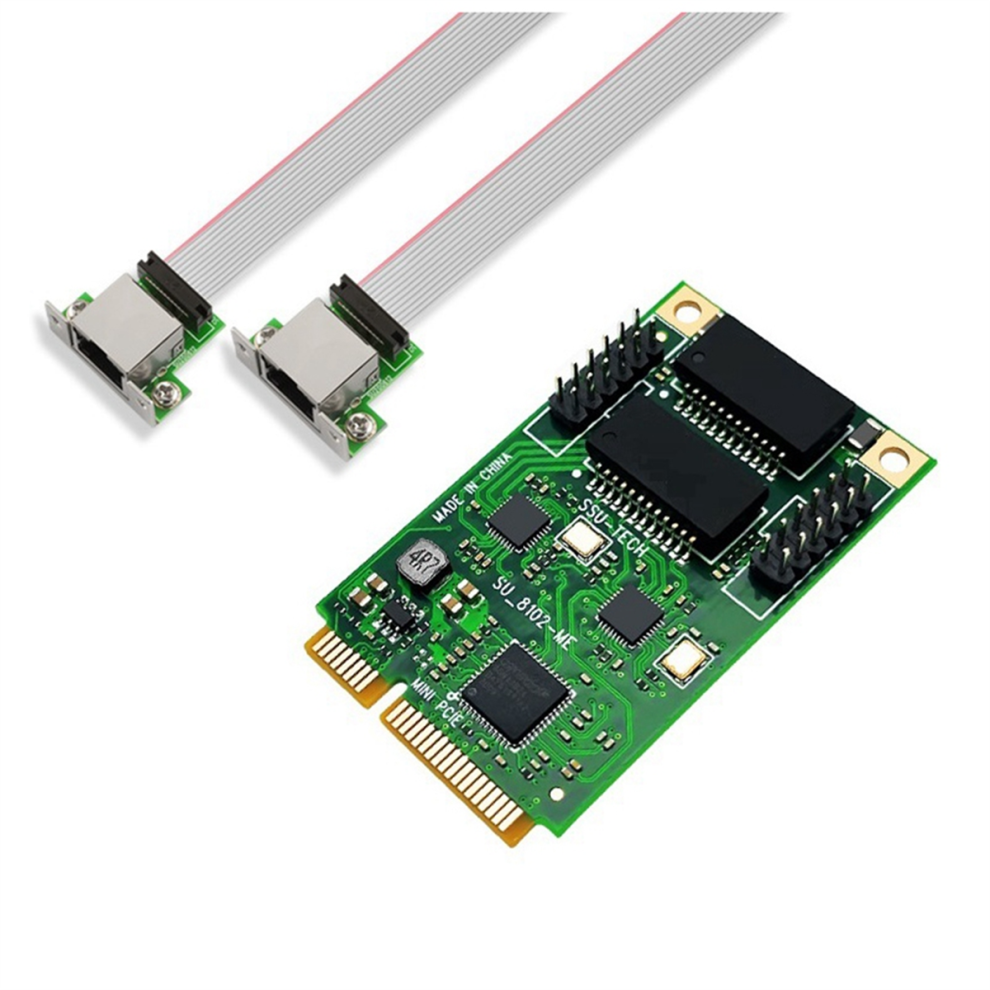 Mini PCI-E 2 Port Network Card RJ45 LAN Adapter