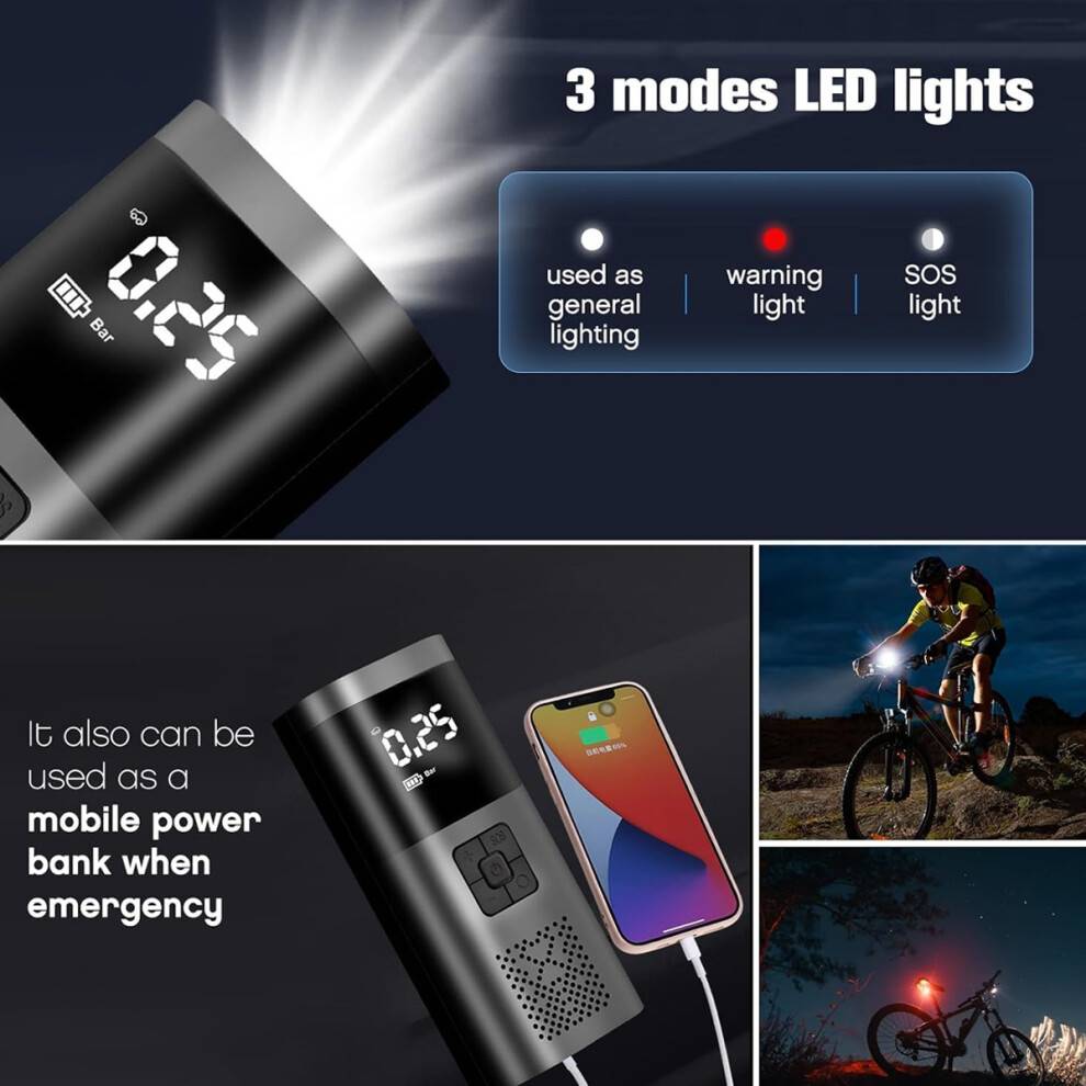 Portable Cordless Air Compressor with LED Light