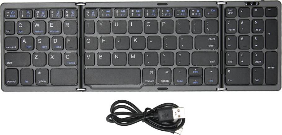 Foldable Bluetooth Keyboard 81 Keys Num Pad Type C