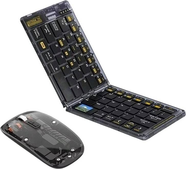 Tlily Transparent Foldable Wireless Keyboard with Mouse Kit
