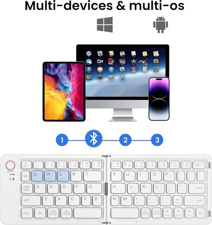 Tlily Foldable Wireless Keyboard White