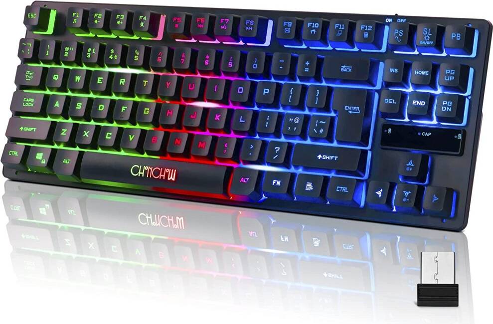 Wireless LED Keyboard RGB Backlit 87-Key