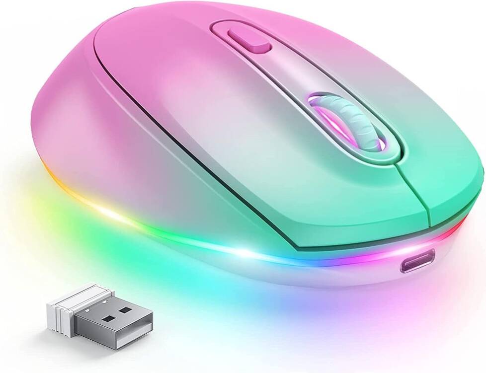 Wireless Rechargeable Quiet Click LED Rainbow Mouse