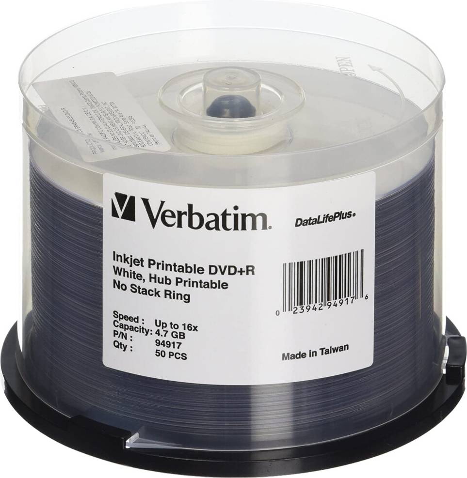 DVD+R 4.7GB 16X DataLifePlus Inkjet Printable 50pk