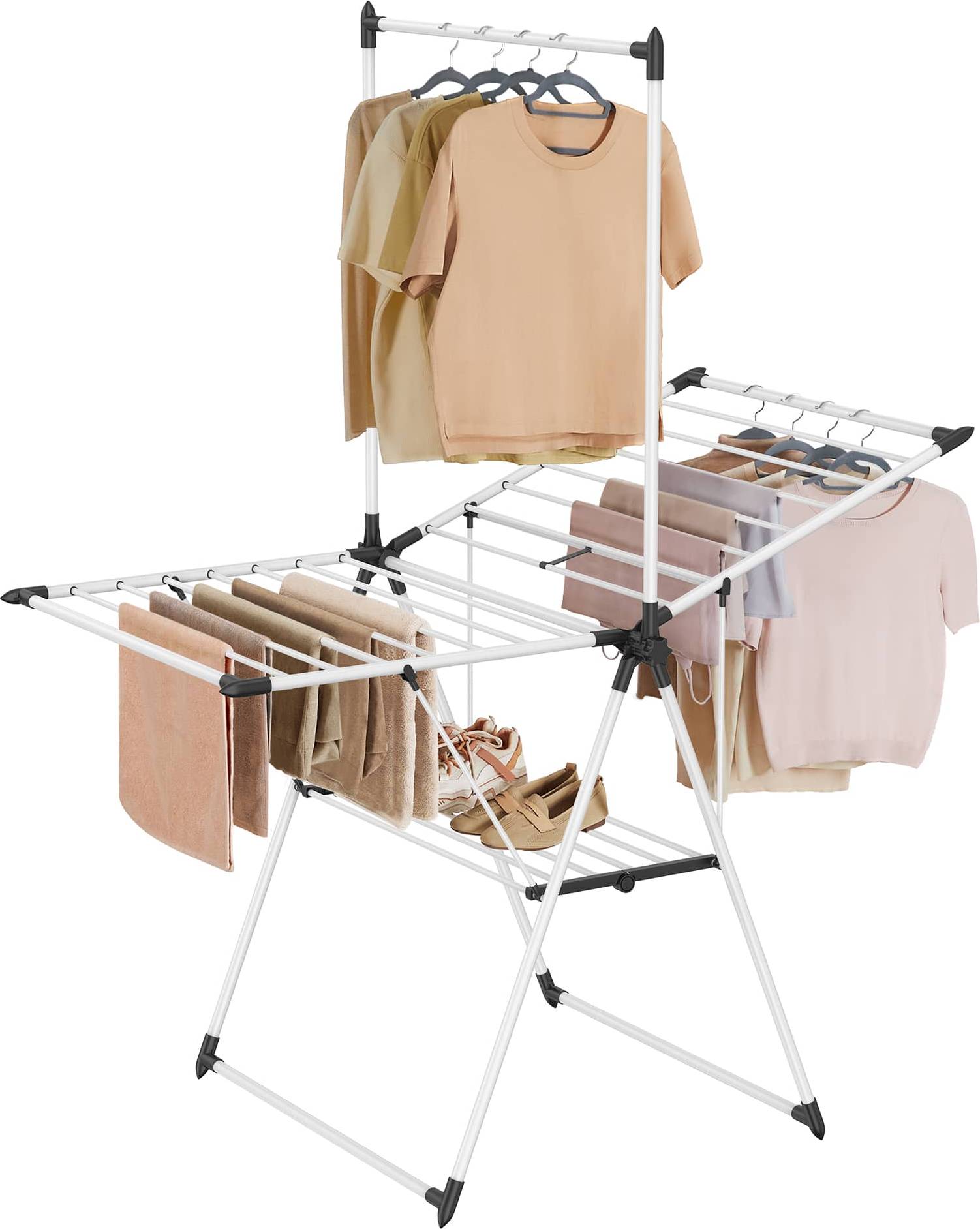 Laundry drying rack foldable Songmics Foldable 2-Level Laundry Drying Rack - Simply White