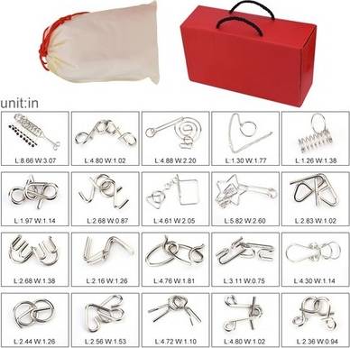 20pc Metal Wire Puzzles Set