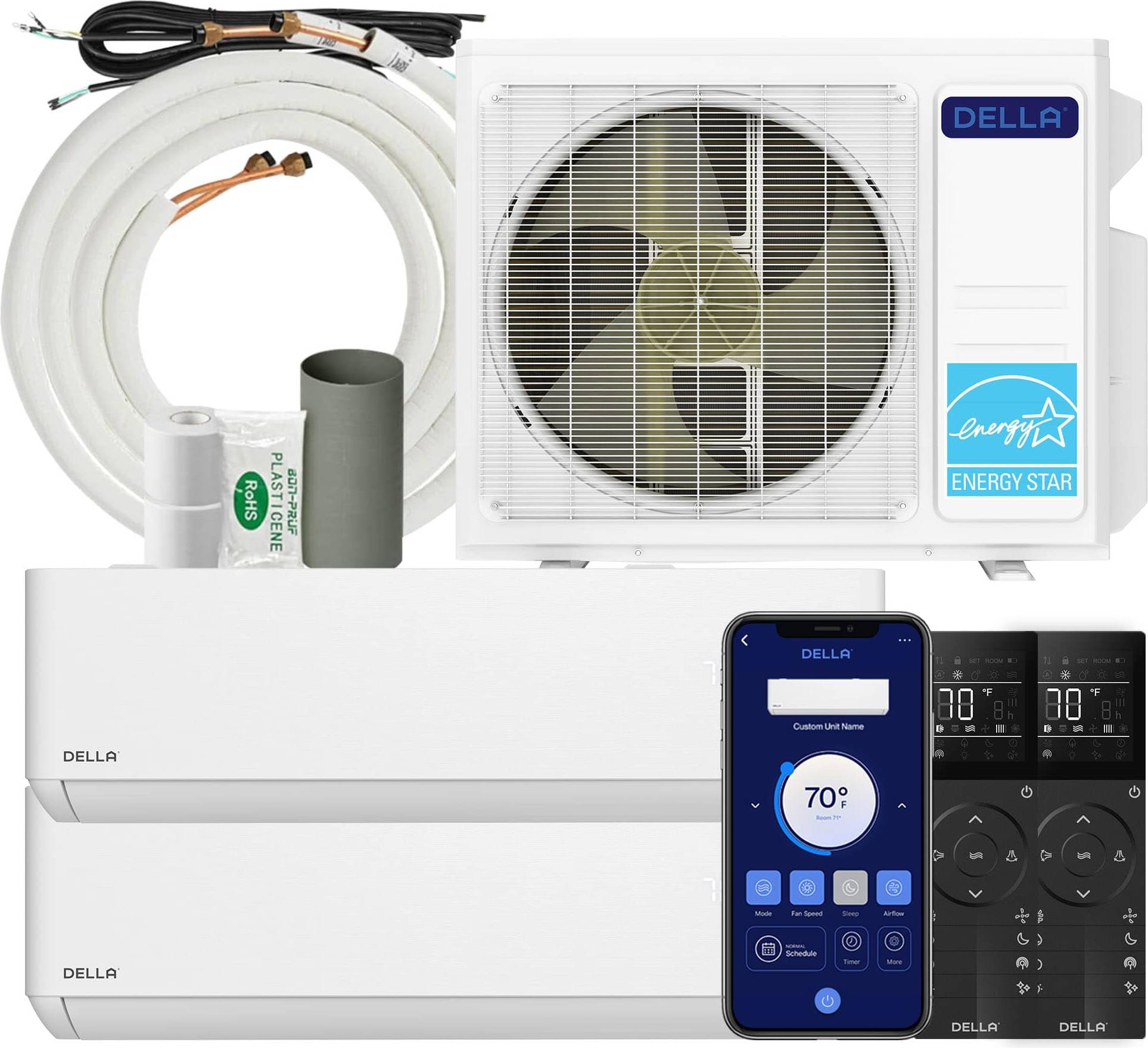 Split system air conditioner Della 18K BTU 2 Zone Mini Split Air Conditioner System