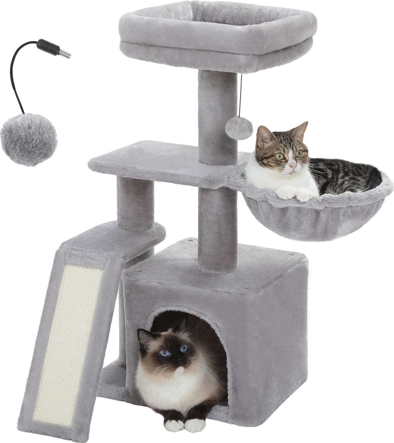 Small cat tree Lukvuzo Small Cat Tree 32 Inch with Sisal Scratching Ramp