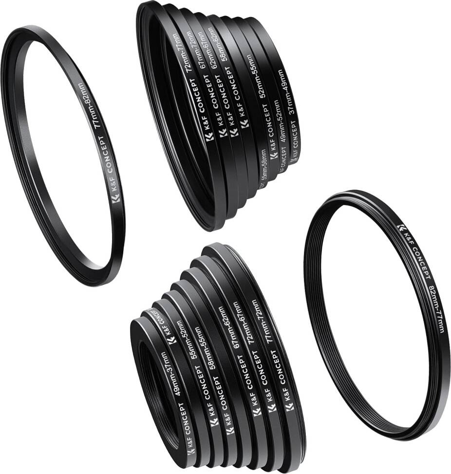 K&F Concept 18PCS Lens Filter Step-Up Rings Set