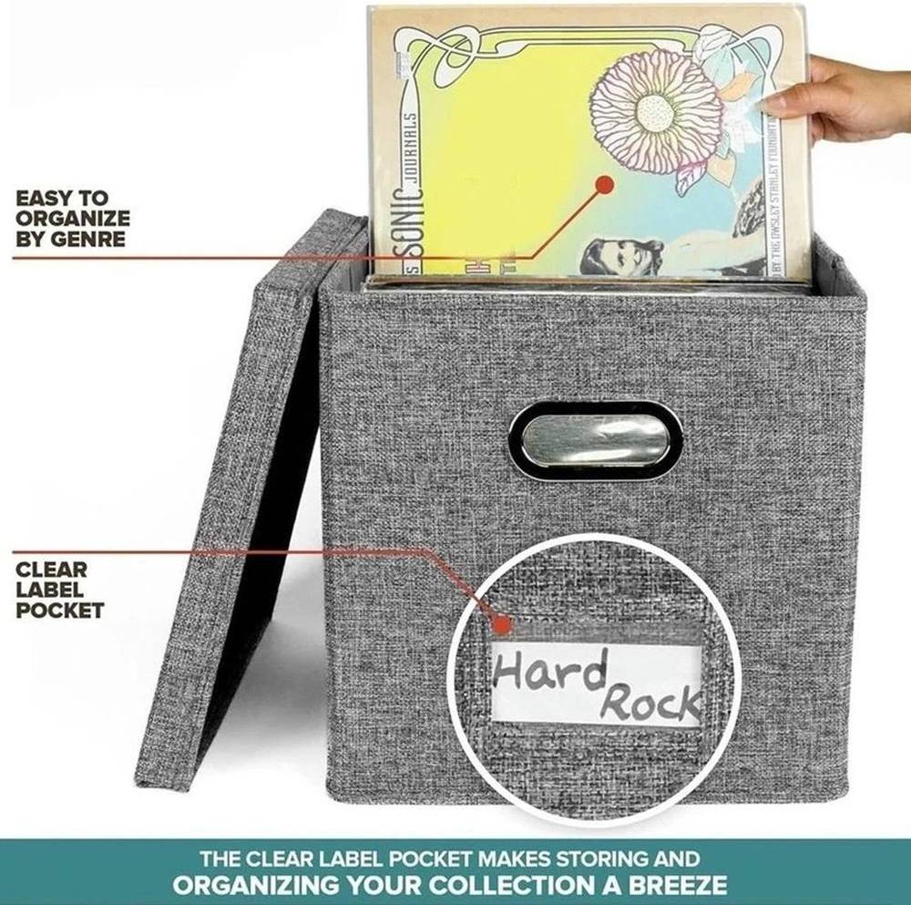 Vinyl Case LP Storage Box Grey