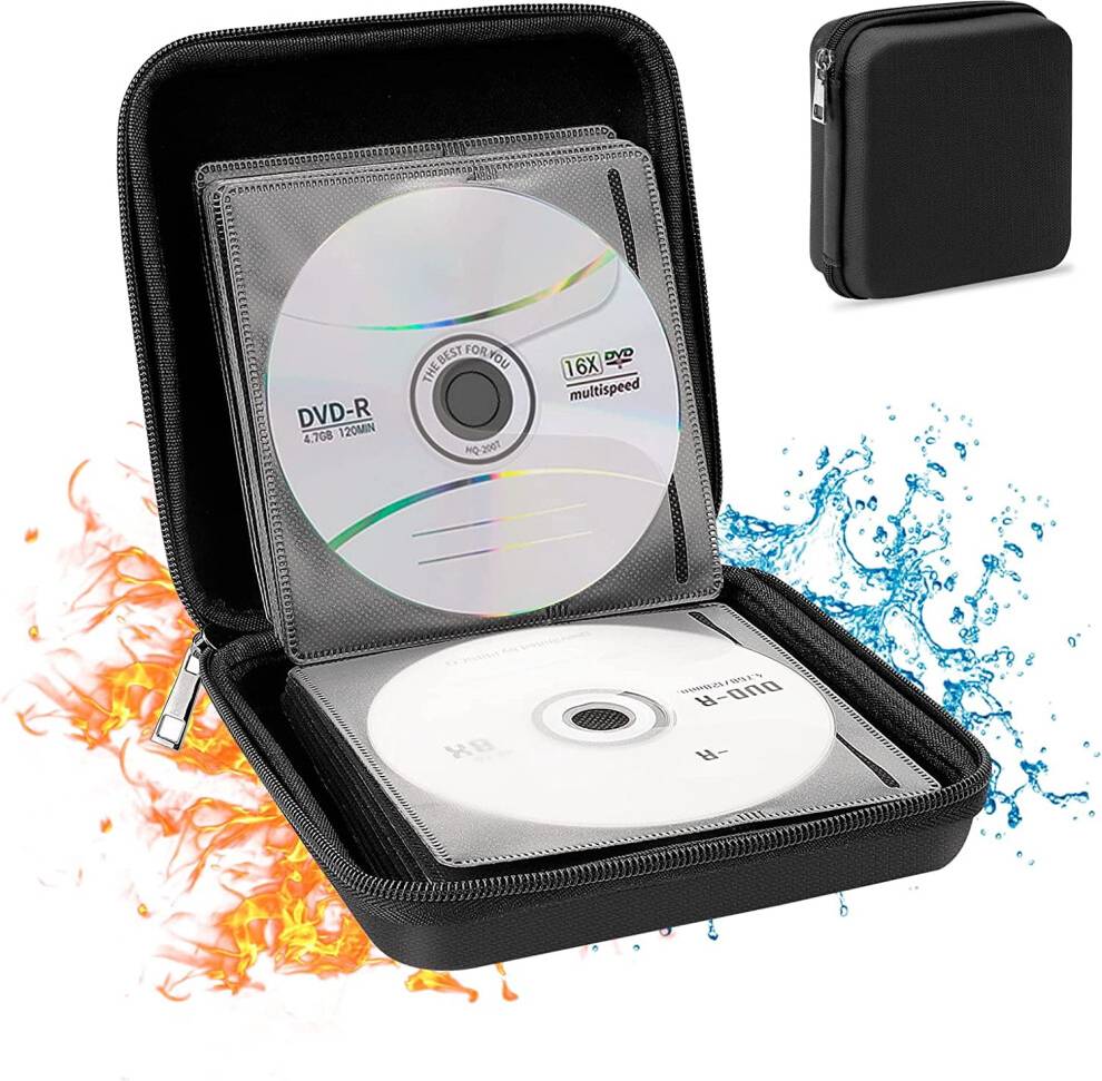 CD DVD Storage Case Fireproof EVA 32-Count