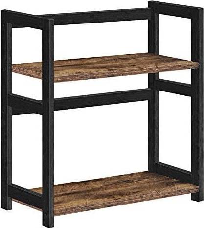 Songmics Spice Rack Rustic Brown Black 2-Tier