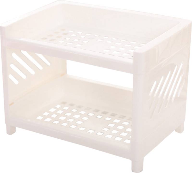 Happyyami White Plastic Spice Rack Kitchen Storage Organizer