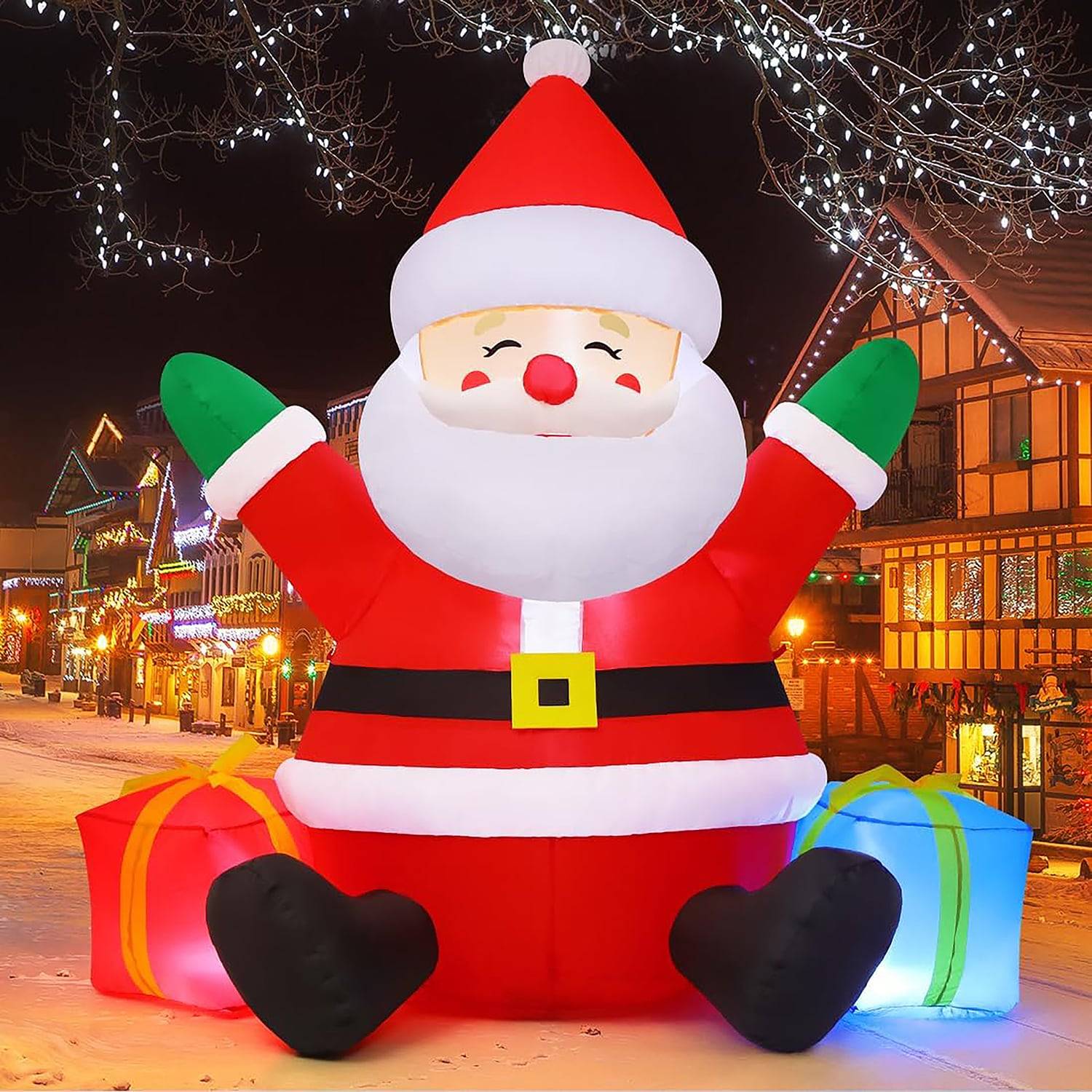 Inflatable santa GOOSH 5.2 ft Lighted Santa Christmas Inflatable Polyester