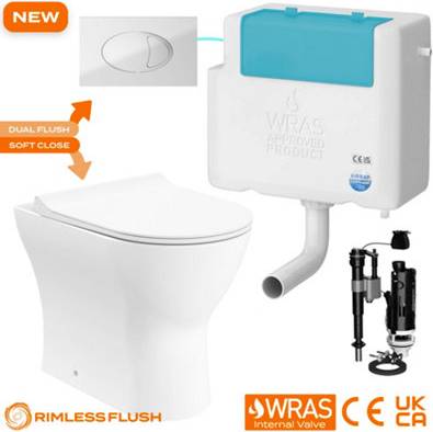 Bubly Rimless D-Shape Back To Wall Toilet Set