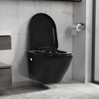 Walplus Wall Hung Rimless Toilet Ceramic Black