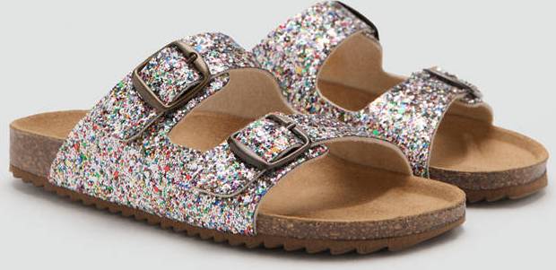 Mango Glitter Buckle Sandals - Multi/Patterned