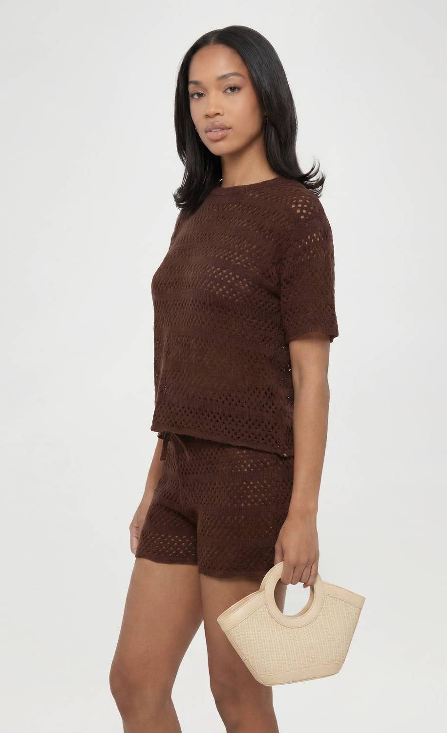 boohoo Contrast Raffia Grab Bag - Cream