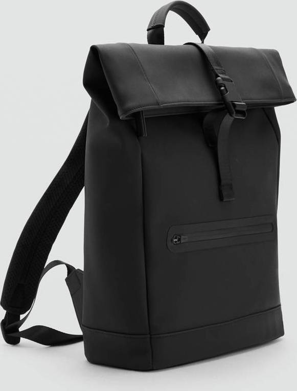Mango Rubberized Backpack With Flap Closure - Black