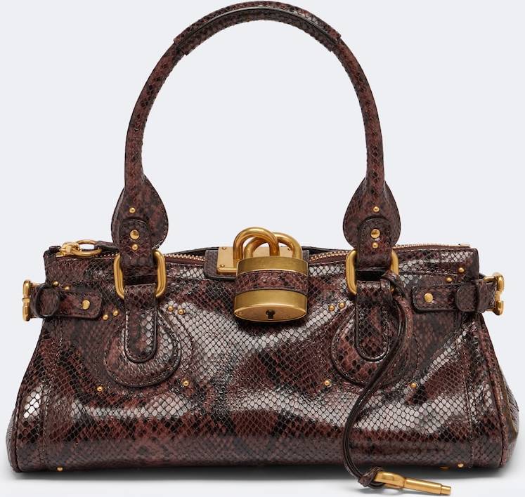 Chloé Embossed Python Effect Shoulder Bag - Brown