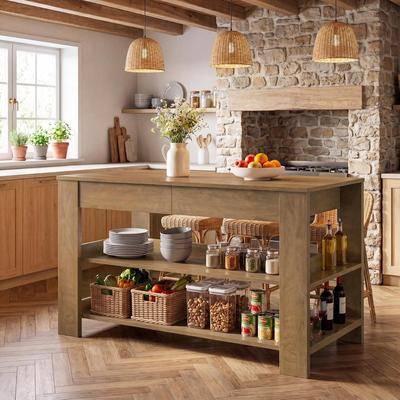 Kitchen island with storage Bluebell 55-Inch Kitchen Island with Storage