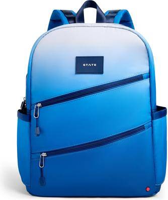 Kane Double Pocket Backpack Blue Gradient Diagonal Zipper