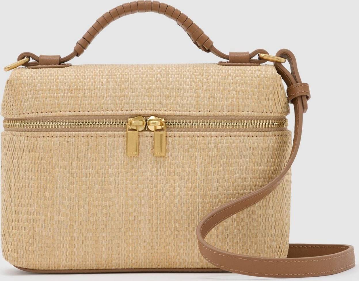 Reiss Natural Ines Raffia-Effect Vanity Crossbody Bag