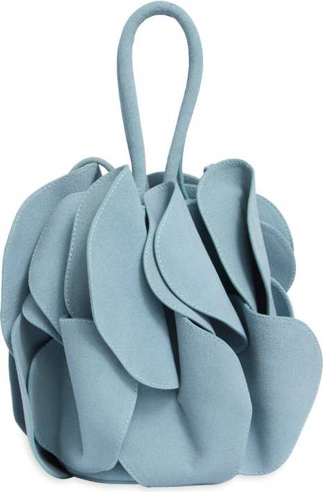 Farm Rio Suede Flower Handbag - Ice Blue