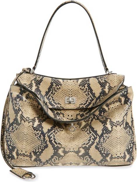 Balenciaga rodeo Balenciaga Medium Rodeo Python Print Leather Top Handle Bag - Natural