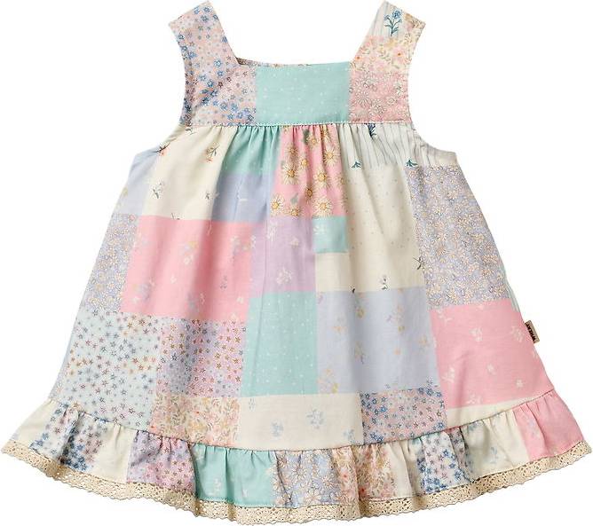 Wheat Patchwork Flowers Kjole Ruffle