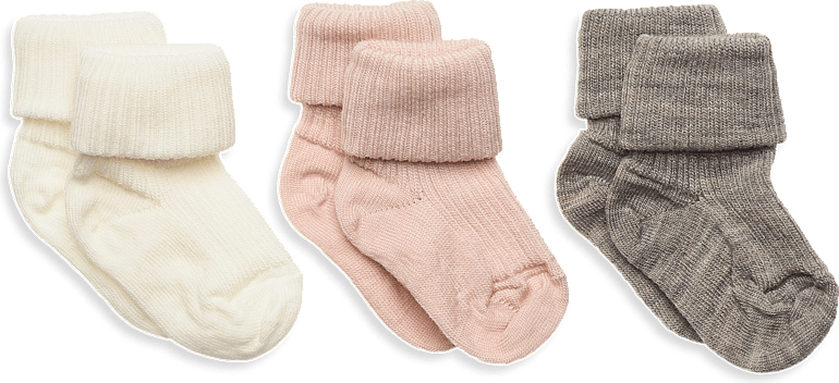 mp Denmark Wool Rib Baby Socks 3-Pack - Brown