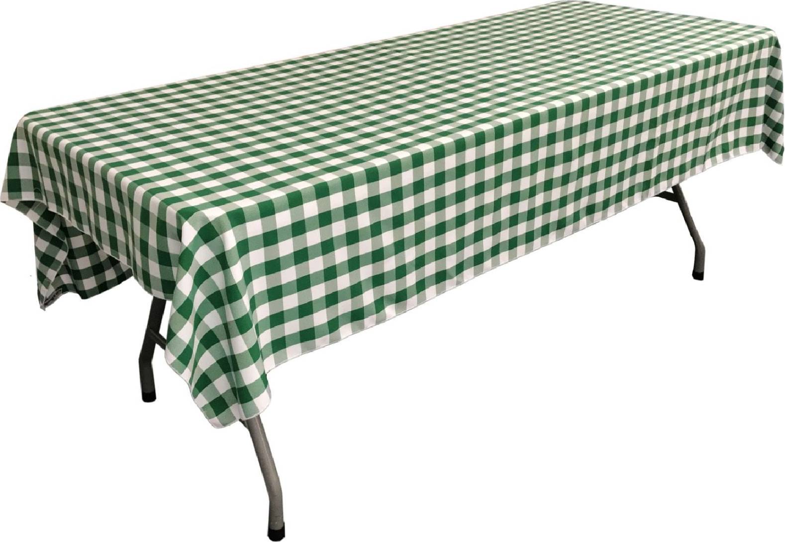 SlickBlue Kitchen Dining Room Gingham Checkered Rectangular Tablecloth Green