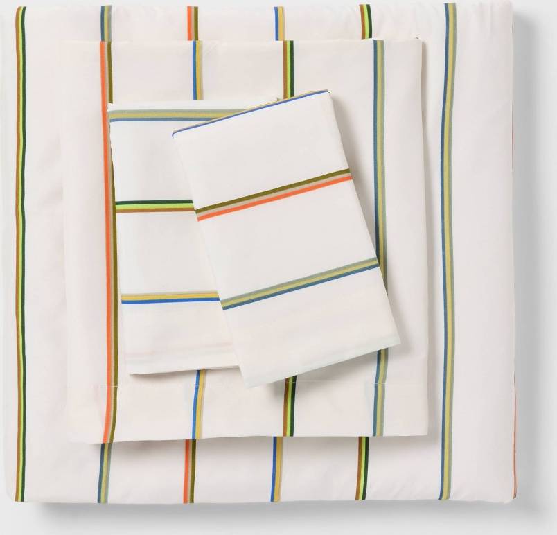Room Essentials Queen Microfiber Set Multi Colored Striped Bed Sheet Multicolor