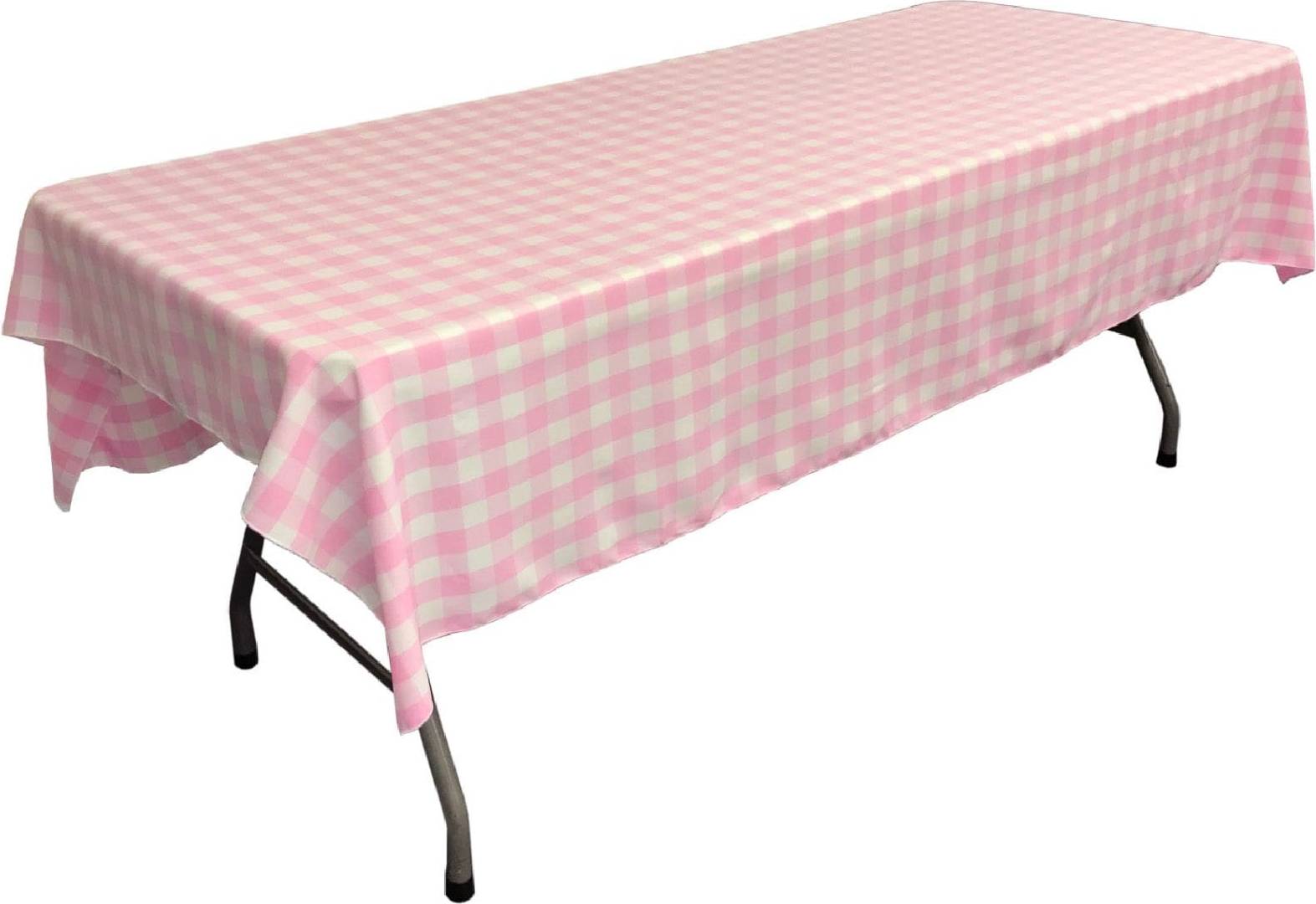 SlickBlue Kitchen Dining Room Gingham Checkered Rectangular Tablecloth Pink