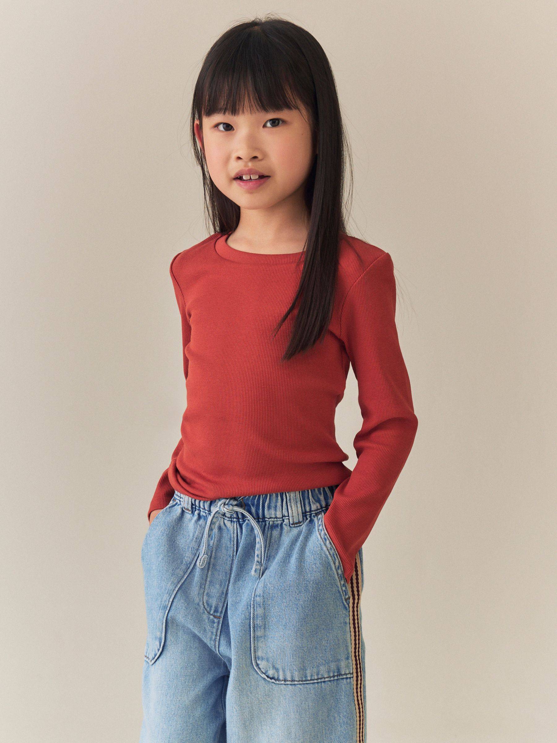 NEXT Rust Brown Long Sleeve Ribbed Top