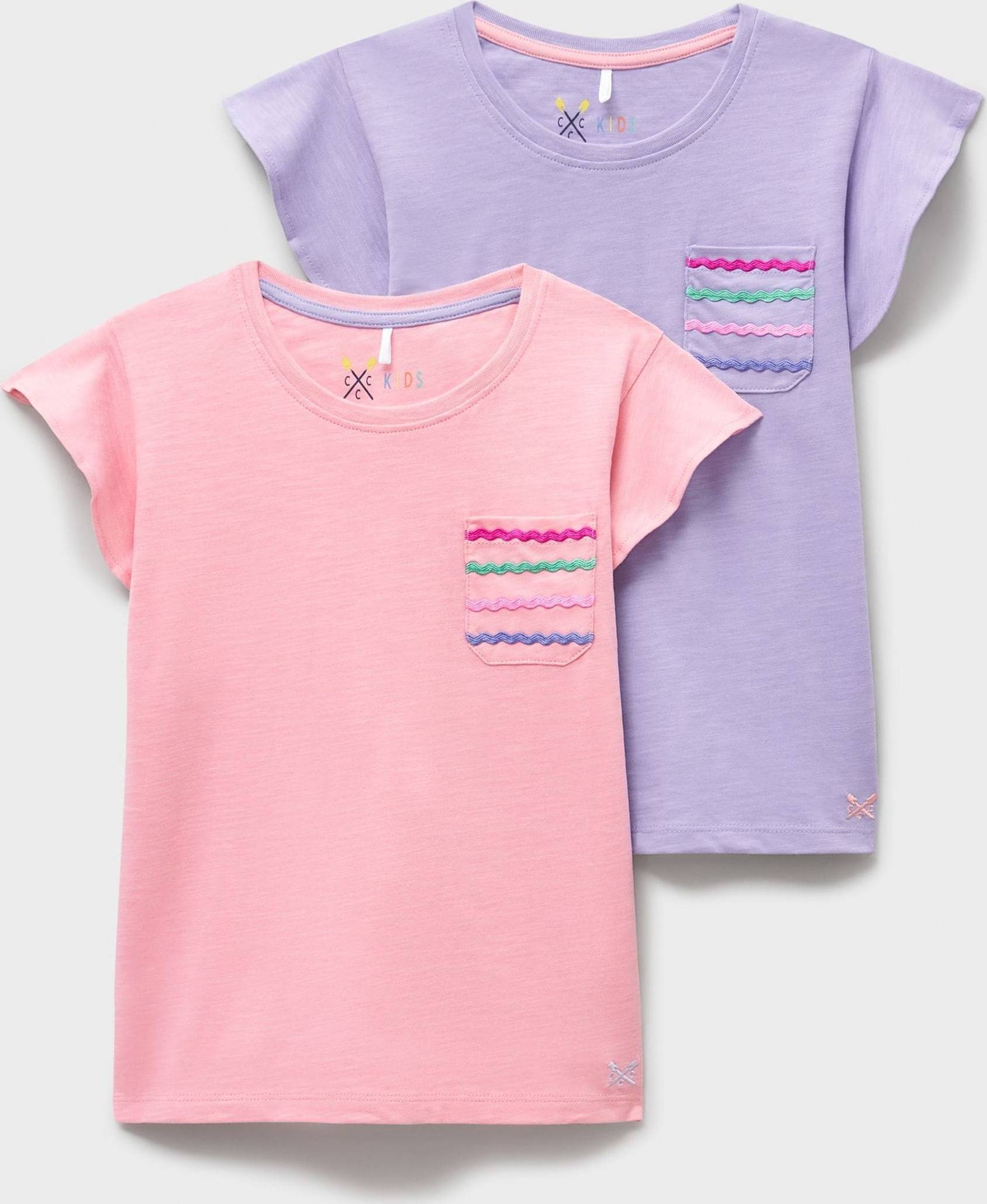 Crew Clothing Purple Ric Rac Stripe Pocket T-Shirts 2 Pack