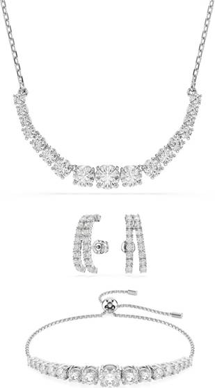 Swarovski set Swarovski Matrix Rhodium Plated Gradient Round Cut Gift Set - Silver