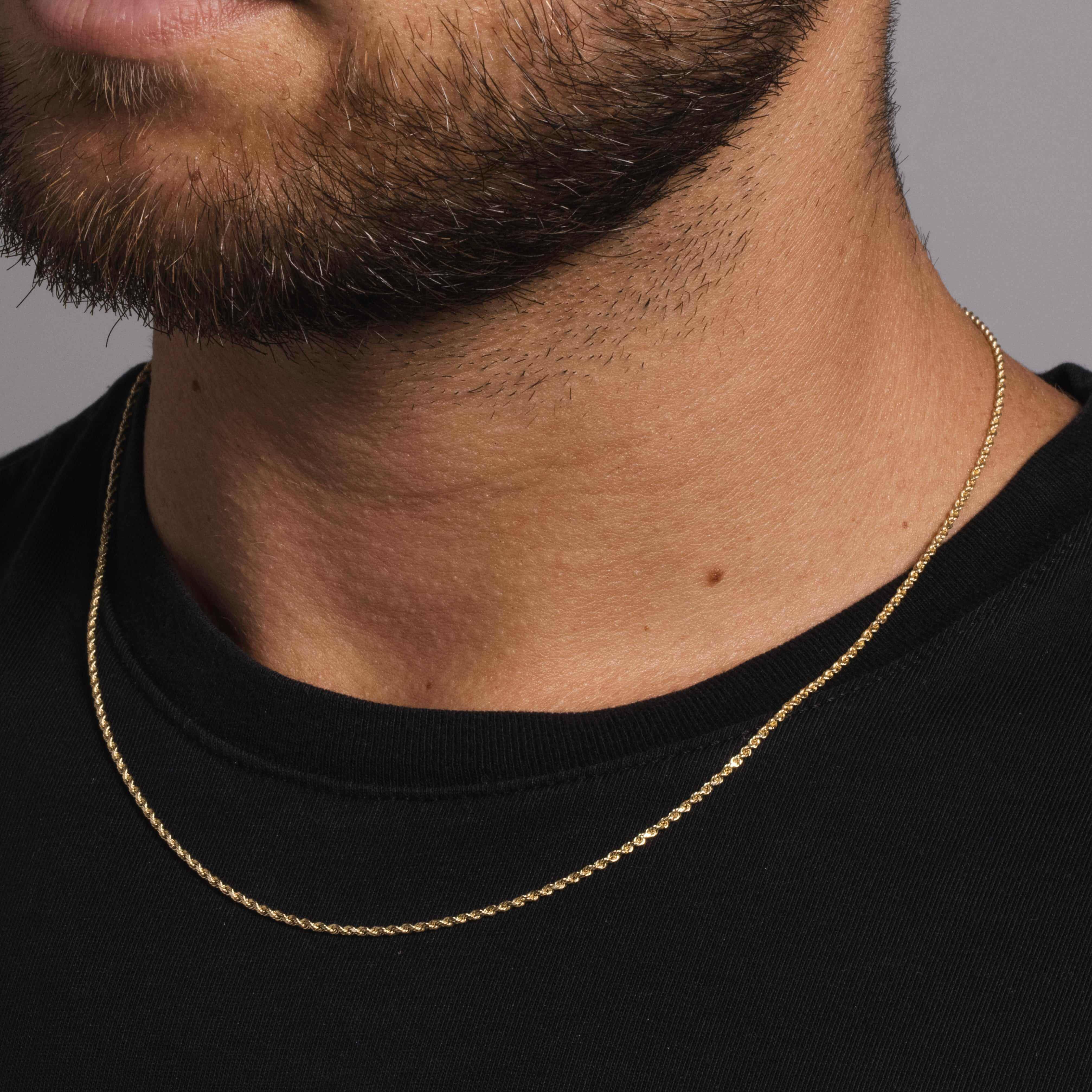 Solid gold chain men GLD Solid Gold Rope Chain 1.5mm 10k