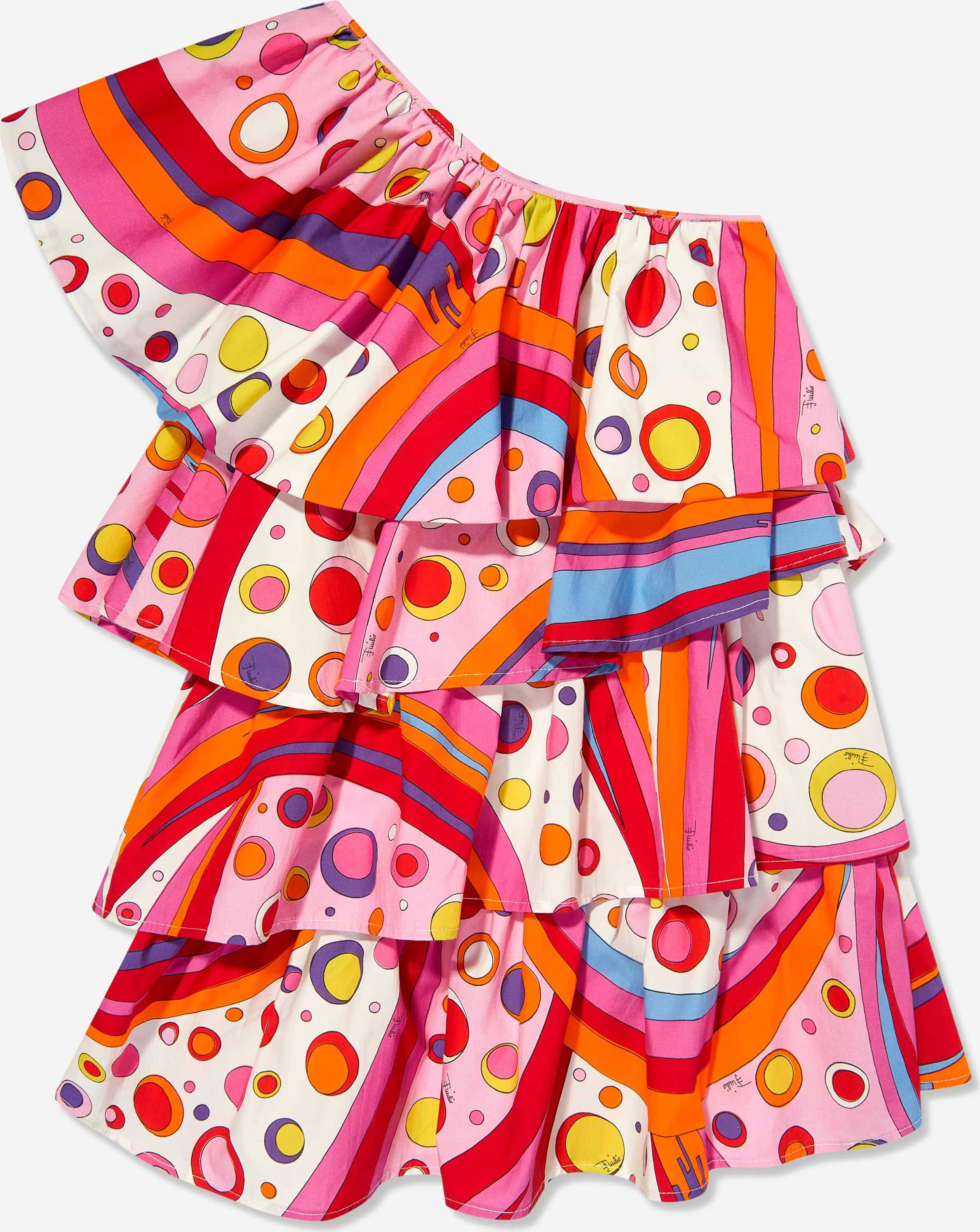 Pucci Girls Fontane Print Ruffle Dress - Multicoloured