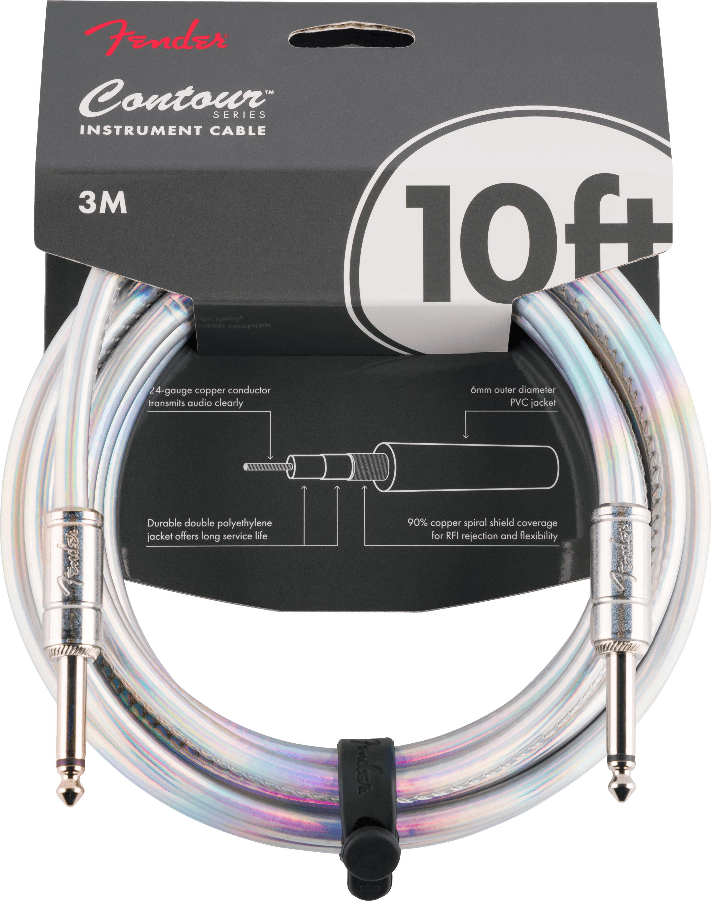 Fender Contour Instrument Cable Iridescent 10"