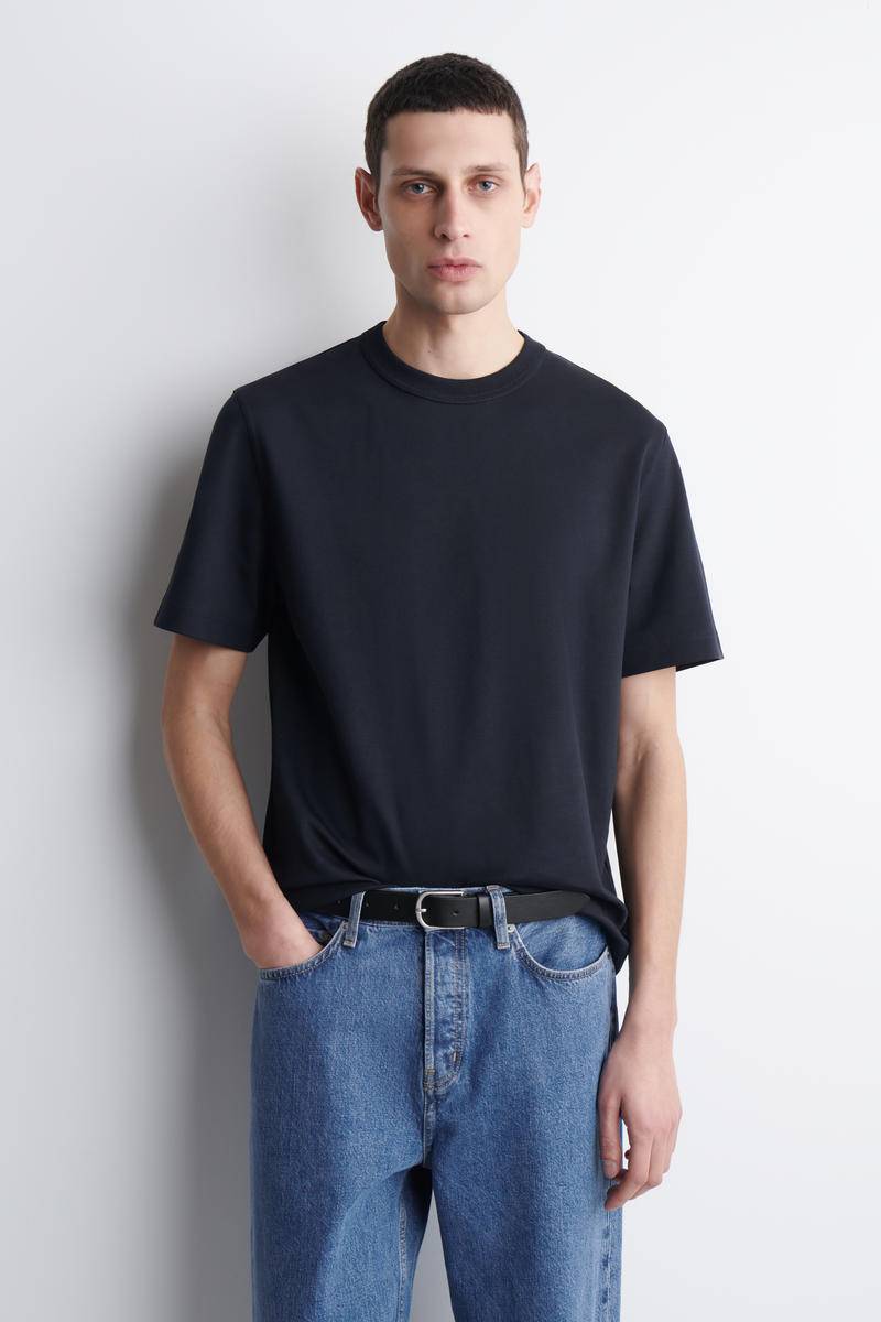 T-Shirt À Col Rond Coton Interlock - Bleu
