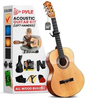 Pyle 30 Inch 6-String Left-Hand Acoustic Guitar Kit