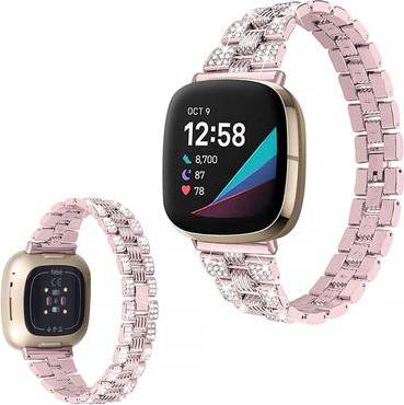 Fitbit Sense Versa 3 Rhinestone Watch Band Pink