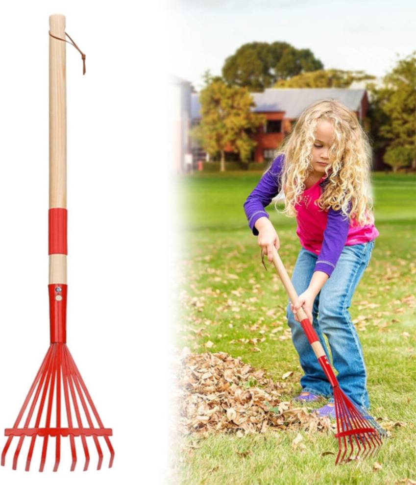 Kids Rake 27.6 Inch Red Plastic Head