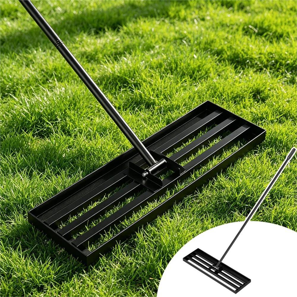 Black Extended Handle Lawn Leveling Rake