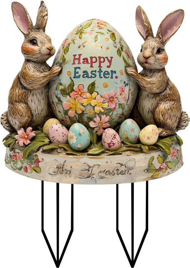 Acrylic Rabbit Egg Yard Stake 12 Inch